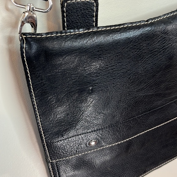 Rafe Black Leather mail type bag with canvas buckle strap - Picture 4 of 15